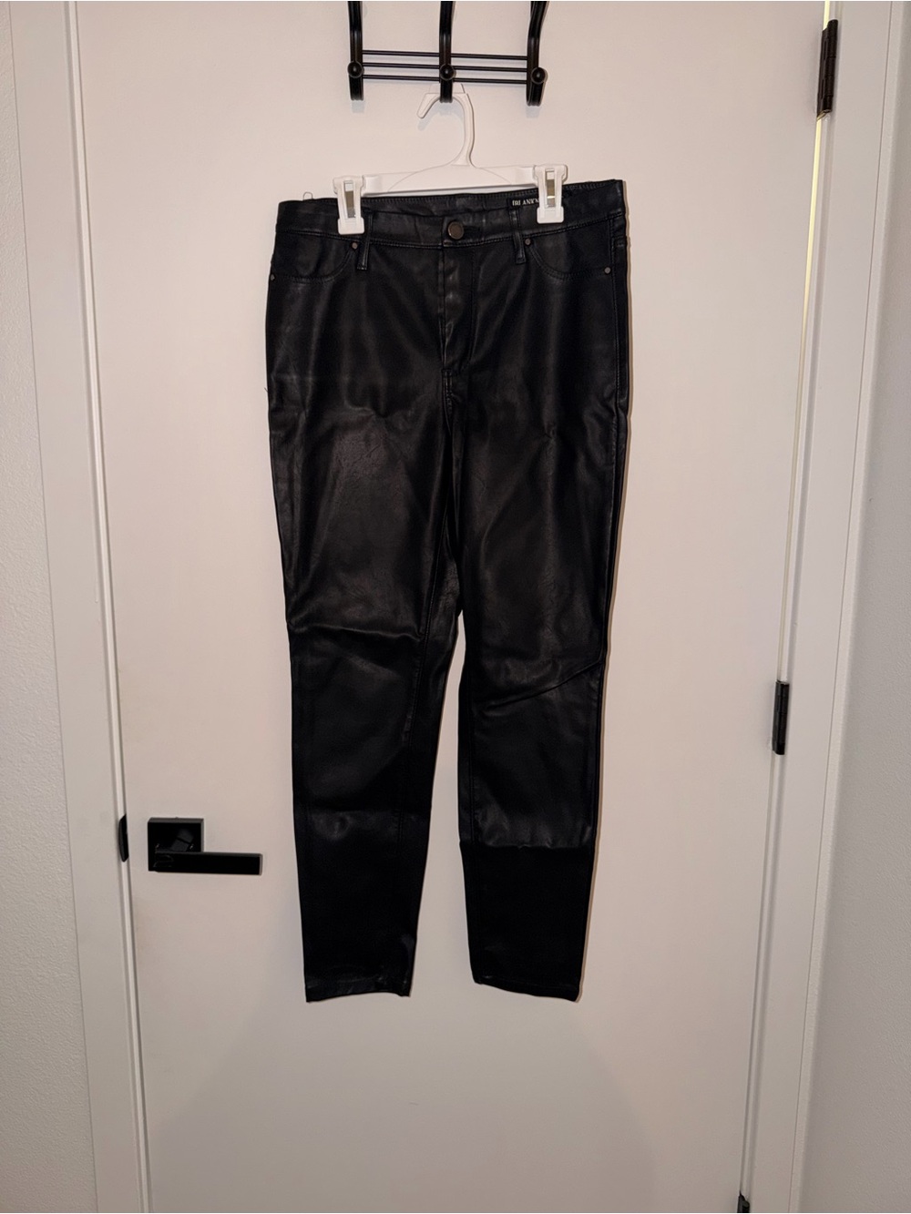 Blank NYC Black Faux Leather Straight Leg Jeans